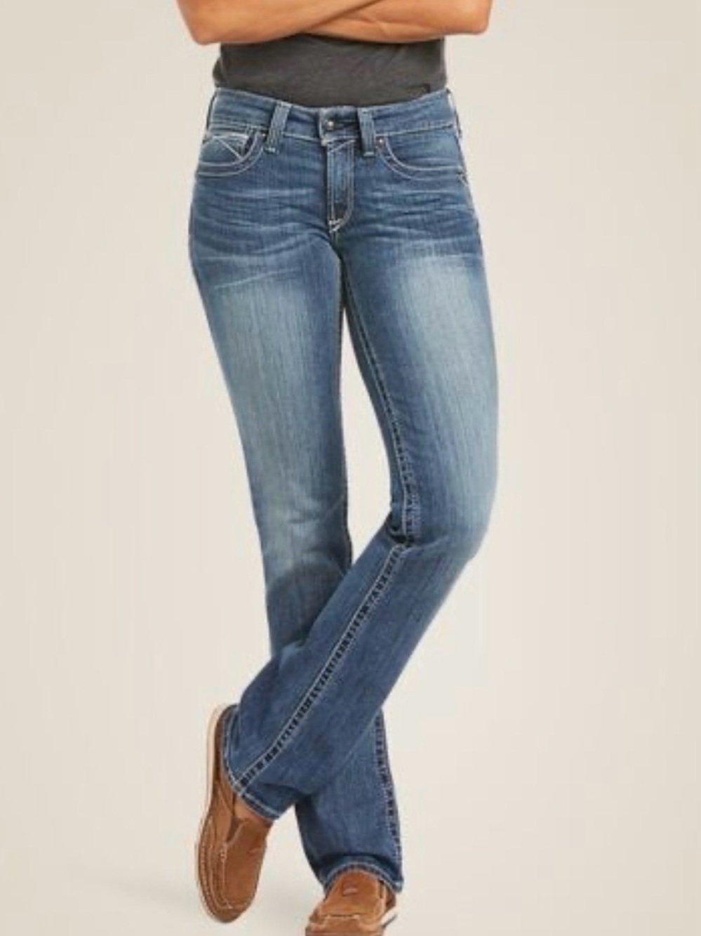 Ariat Women's R.E.A.L. Mid-Rise Straight Leg Jean‎ in Rainstorm Size 30 Short